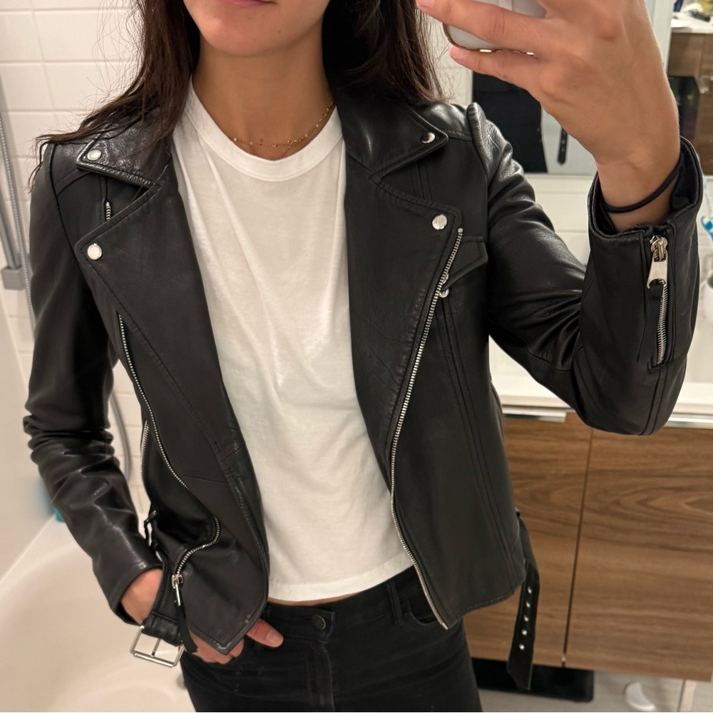 Zara Black Leather Biker Jacket
